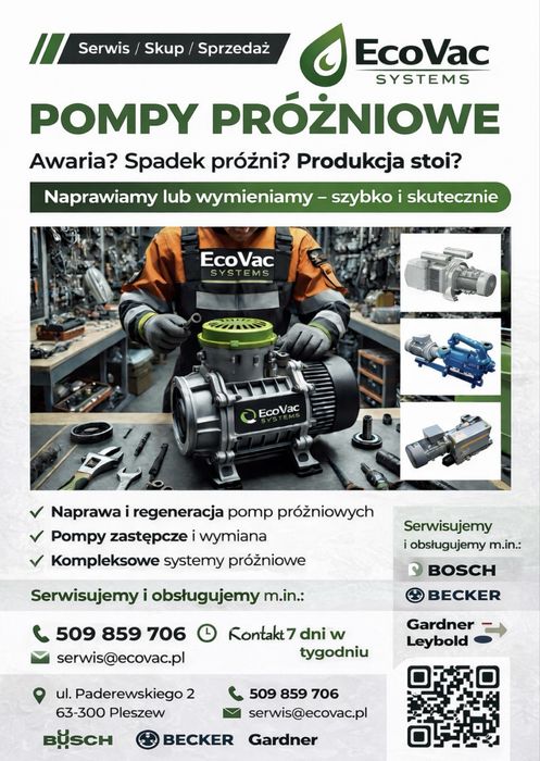Serwis pomp próżniowych – naprawa, wymiana, szybka pomoc