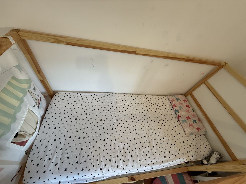 KURA Cama reversível, branco/pinho, 90x200 cm