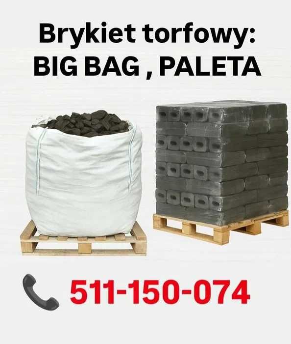 Tani opał, Brykiet torfowy BIG BAG/PALETA , zamiennik węgla, Wylewa