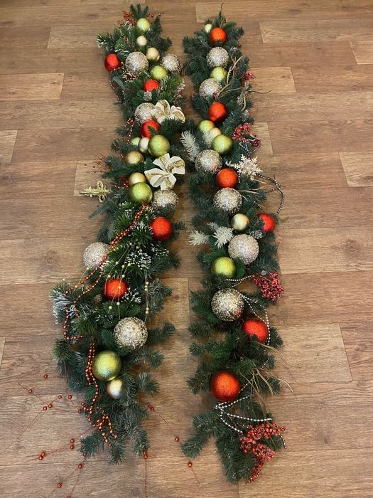 Гірлянда новорічна штучна хвоя, віночок різдвяний