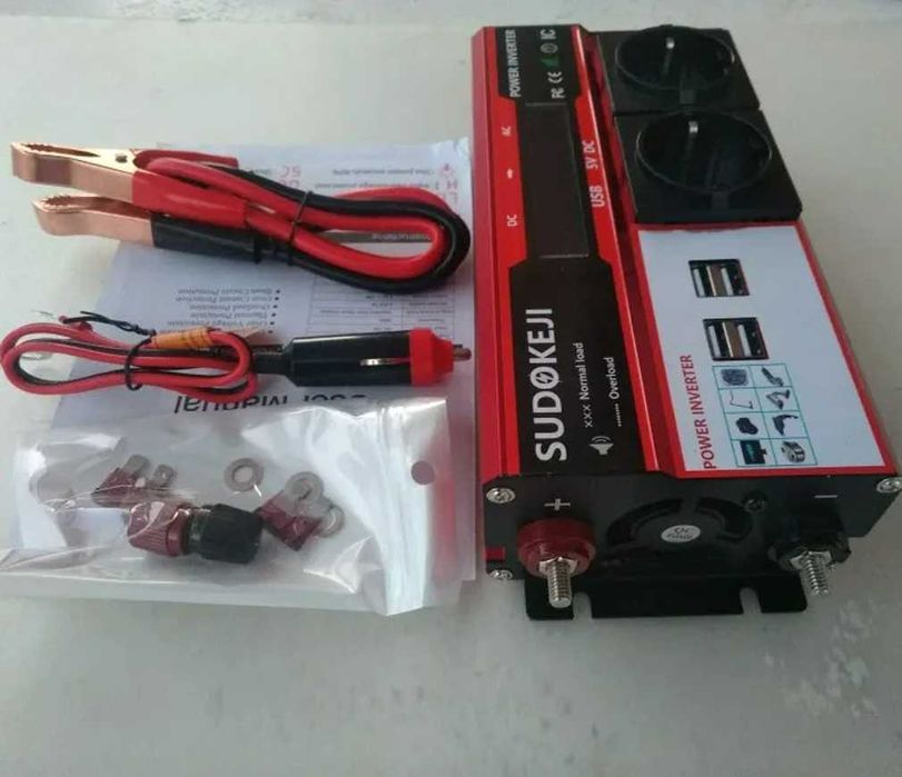 Мощный супер инвертор 12В на 4000W с LCD-дисплеем, розеткой EU (б/у)