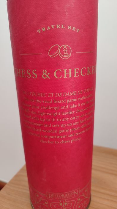 Kit de viagem de  Xadrez em pele  Chess Chekers em pele
