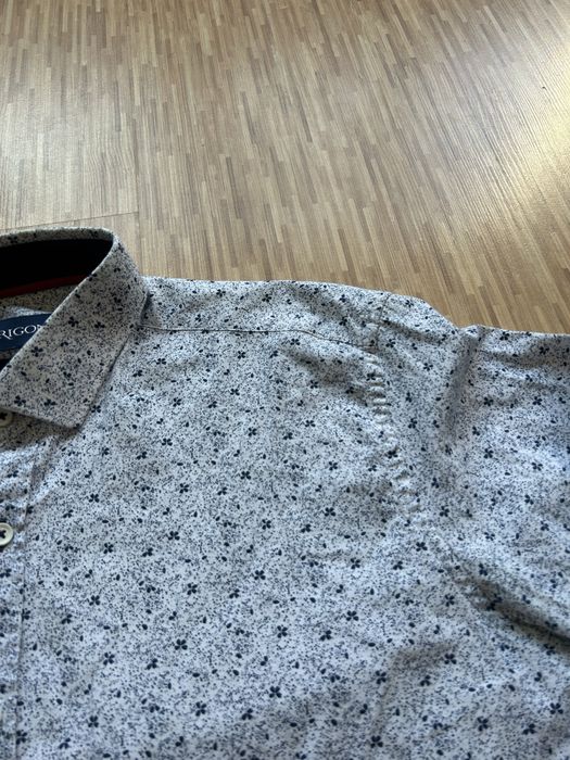 Biała koszula w granatowe kwiaty Rigon M regular fit