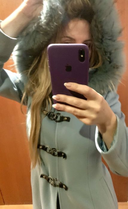 Casaco faenda azul bebe e pelo natural