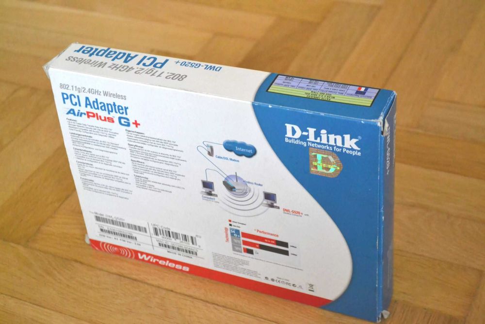 karta WIFI PCI wireless card D-LINK DWL-G520+ pudełko sterowniki