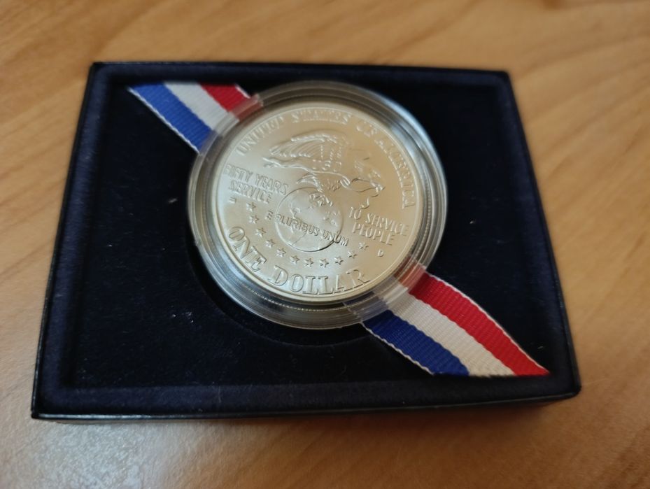 США 1 долар 1991р. UNITED states USO. СРІБЛО. Сертифікат. Набір.