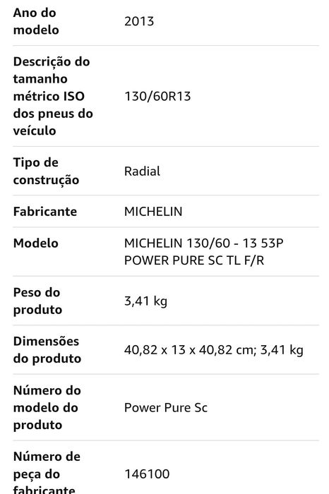 NOVO Michelin 130/60-13 53P Power Pure SC TL F/R