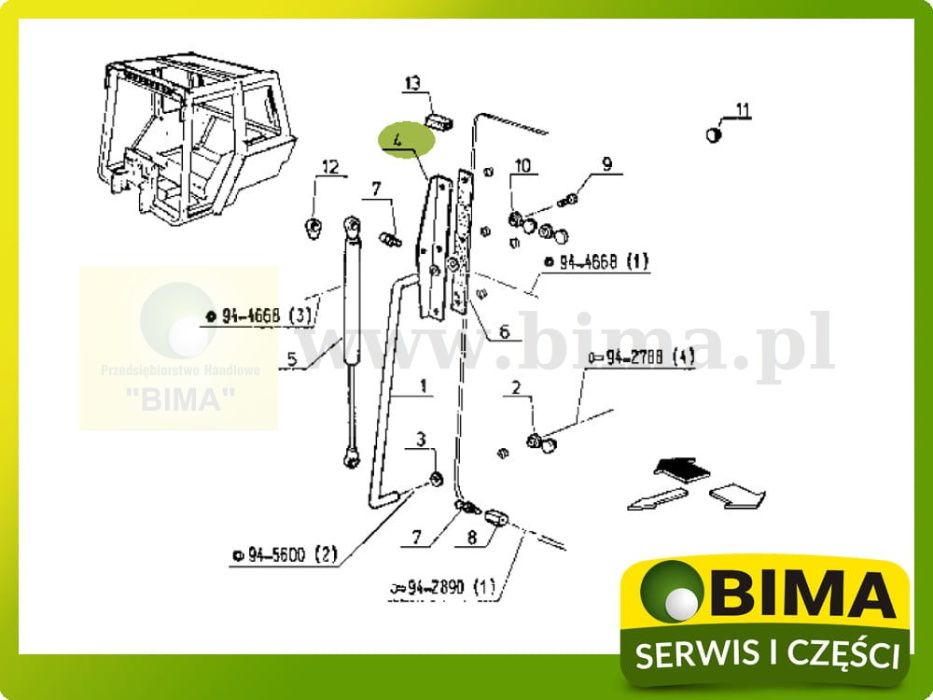 Kompletne mocowanie siłowników tylnej szyby Renault 103-14, 120-54,155