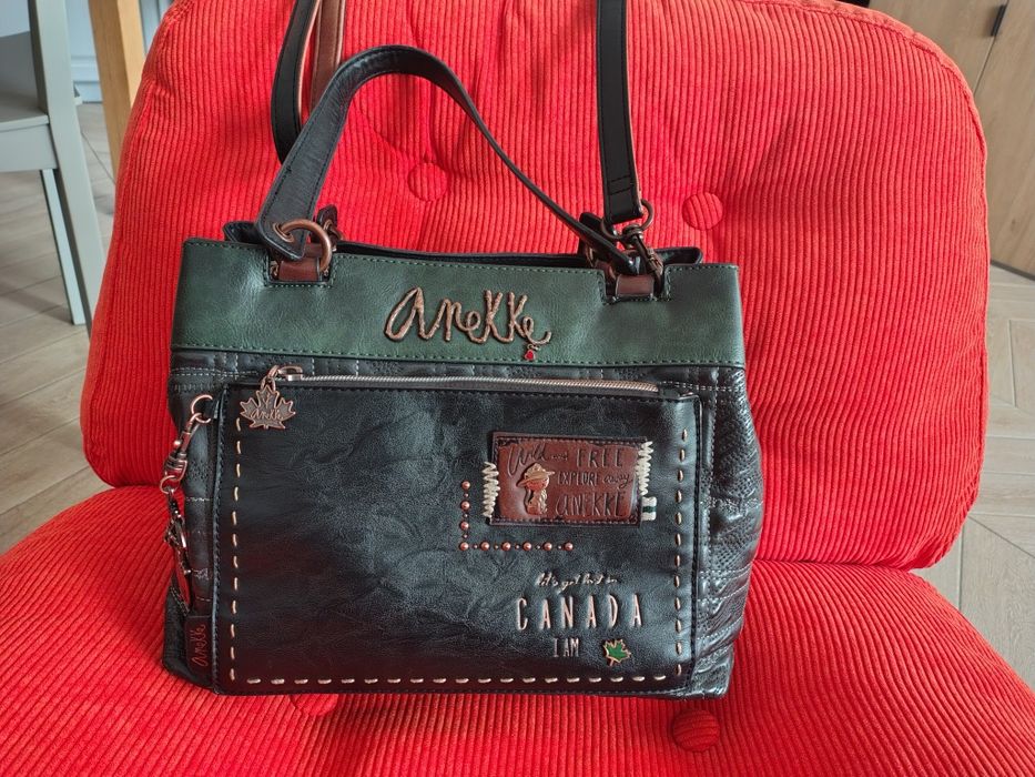 Torebka Anekke średnia zielono - brązowa