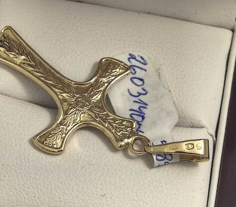 Wyrób jubilerski używana złota zawieszka 585 3,69G KRZYŻ