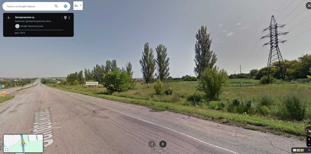 Участок на фасаде 1,96 Га трассы Днепр-Запорожье, с. Братское