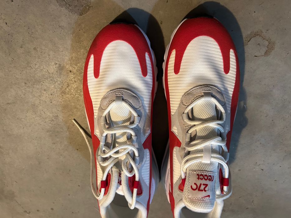 Nike Air Max 270 React, white red - nowe, 44, oryginalne