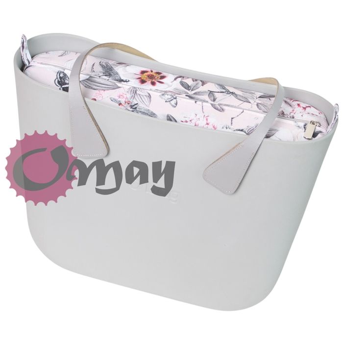 Szary organizer do OBAG MINI kwiaty różowe puder 2kieszenie wkład OMAY