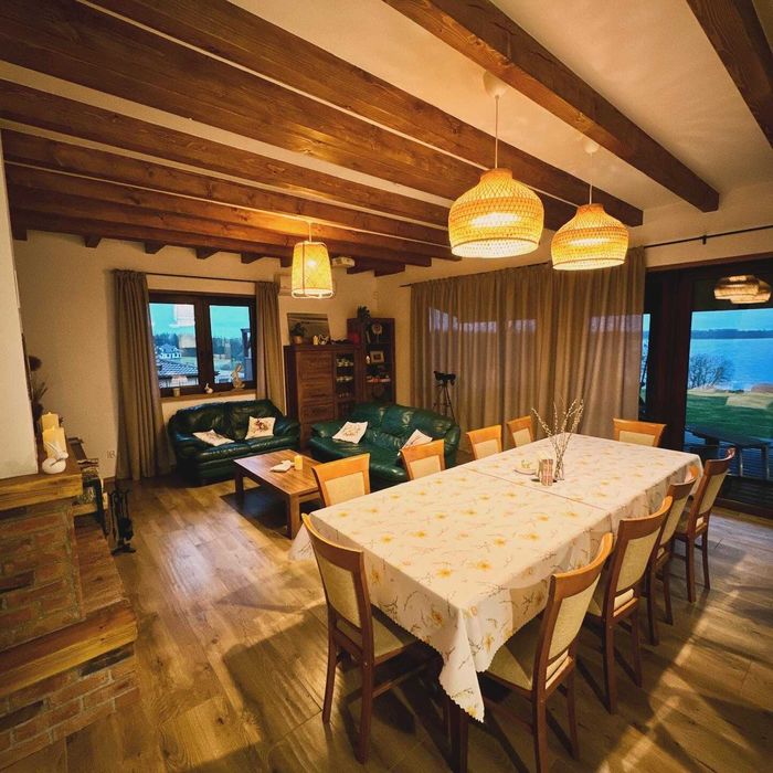 Widokówka Leleszki - Mazury | Duży dom nad jeziorem | max. 17 osób | sauna, balia, kominek, pomost, łódka | Sylwester, Święta, Wakacje, Ferie, Ślub