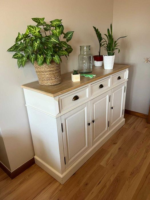 Aparador Rústico Branco e Madeira (Bom Estado)