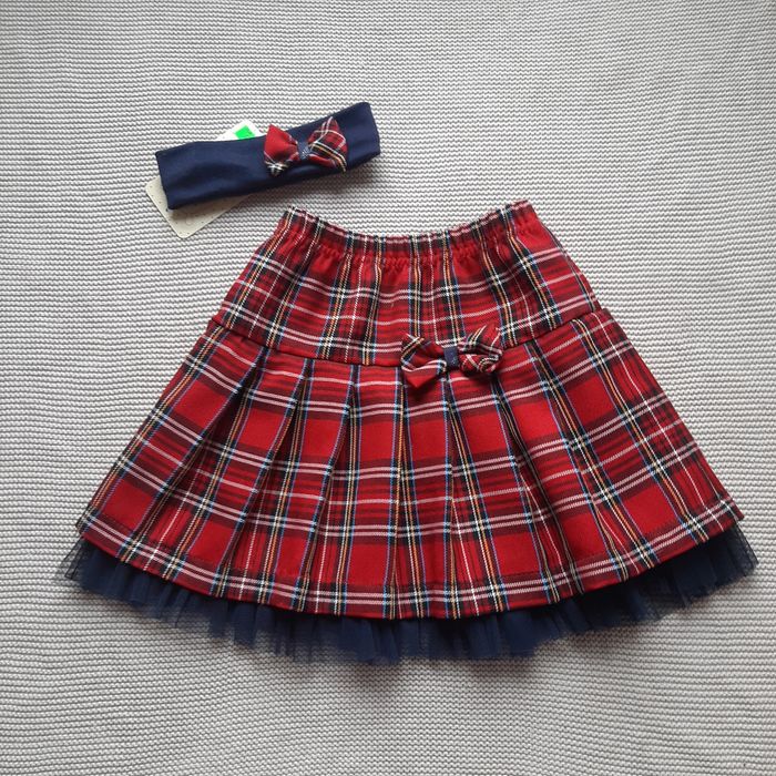 Spódnica święta Krata czerwona plisa 98