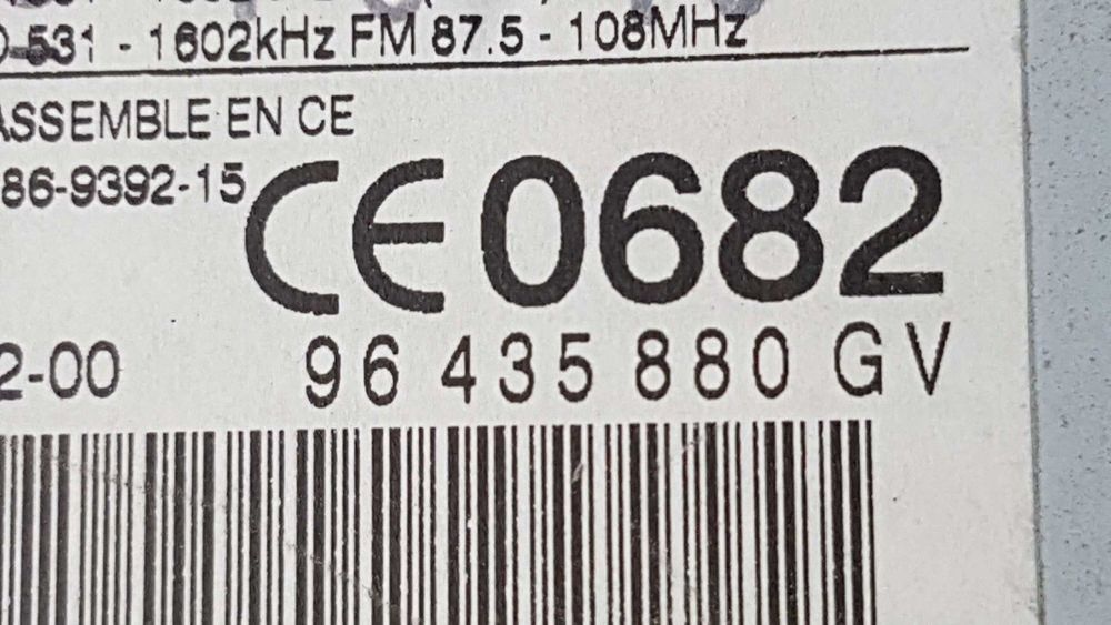 SISTEMA AUDIO / RADIO CD PEUGEOT 607 (S1) PACK