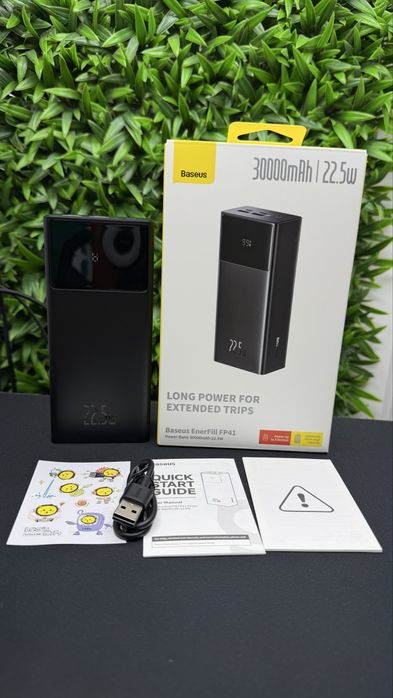 Оригінальний Baseus EnerFill FP41 30000mAh 22.5W павербанк Power Bank швидка зарядка 2xUSB Type-C microUSB зовнішній акумулятор E0027K00
