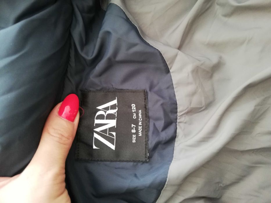 kurtka puchowa ZARA 120 122 na wiek 6-7 lat granat 50/50 puch