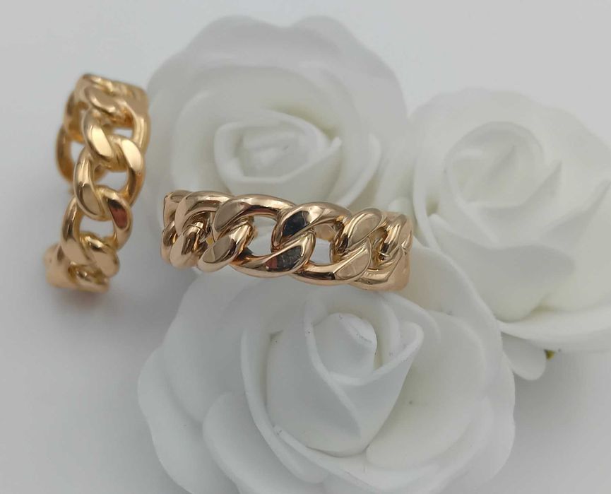 Złote Kolczyki KOŁA łańcuchy 2,5 cm próba 585 NOWE Precle ZŁOTE