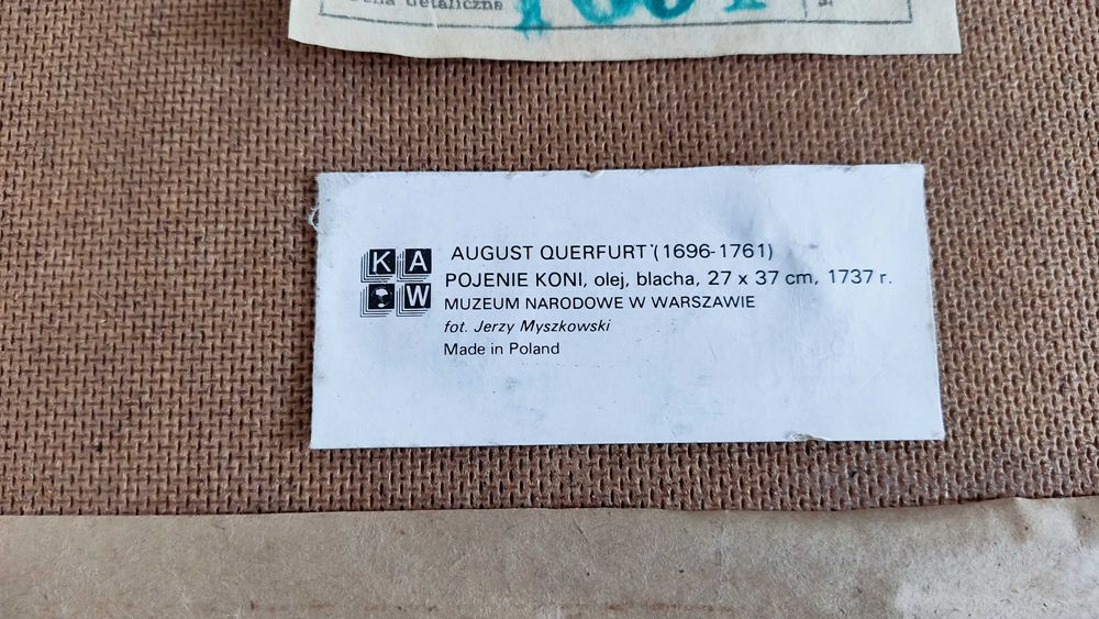 Reprodukcja obraz "Pojenie koni" August Querfurt, stara rama