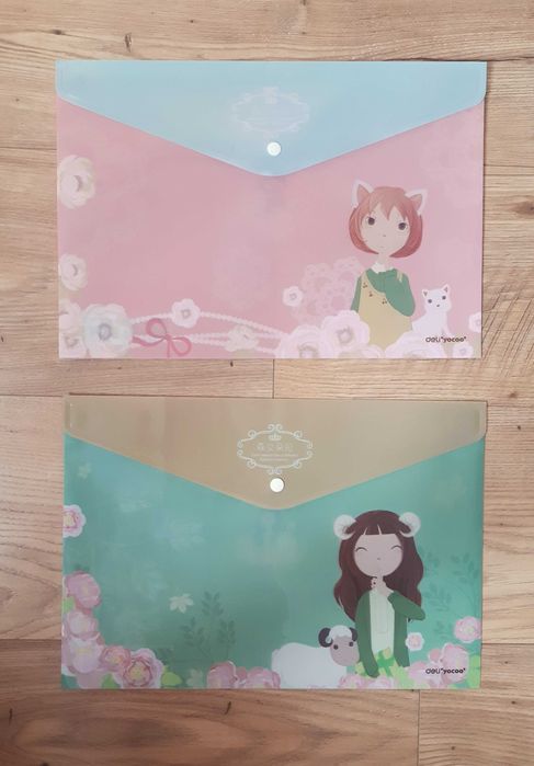 2 x pastelowa teczka plastikowa A4 z zatrzaskiem