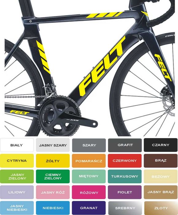 FELT 40cm naklejki na rower szosowy zestaw na rame i widelec