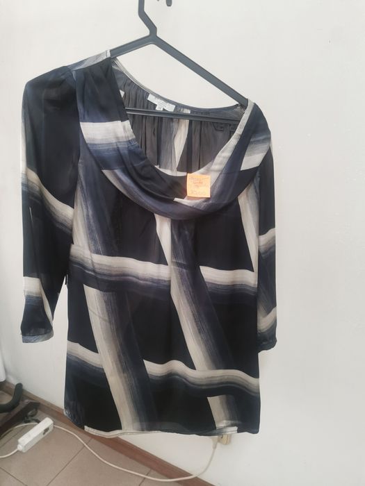 Zanura Black and Beige Silk Blouse