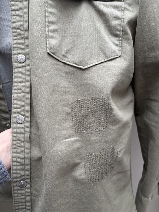 Koszula męska khaki z przetarciami