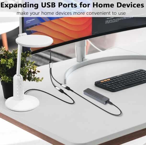 Rozdzielacz USB kabel Y wtyczka USB A Flash Drive/Laptop/LED 0,3m