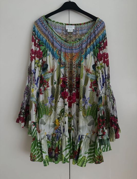 Camilla jedwabna mini sukienka z kryształami