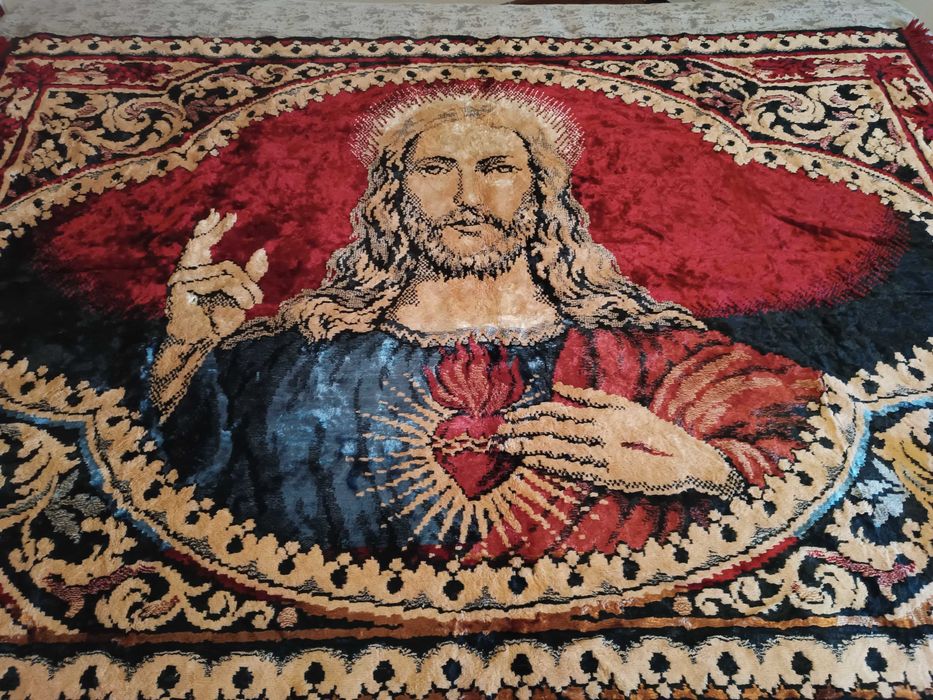 Painel decorativo-sagrado coração de jesus-tecido veludo antigo.
