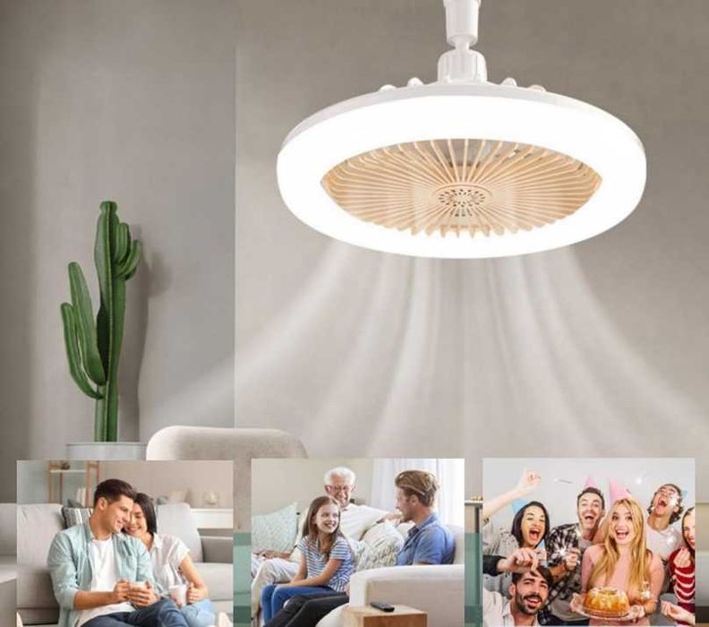 Lampa z wentylatorem Wentylator sufitowy LED z pilotem E27 3 tryby
