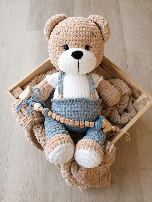 Ręcznie robiony miś szydełkowy mięciutki personalizowany handmade