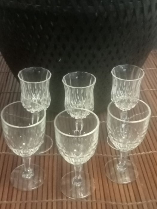 Lote de 6 copos ( 3+3) de cristal e meio cristal