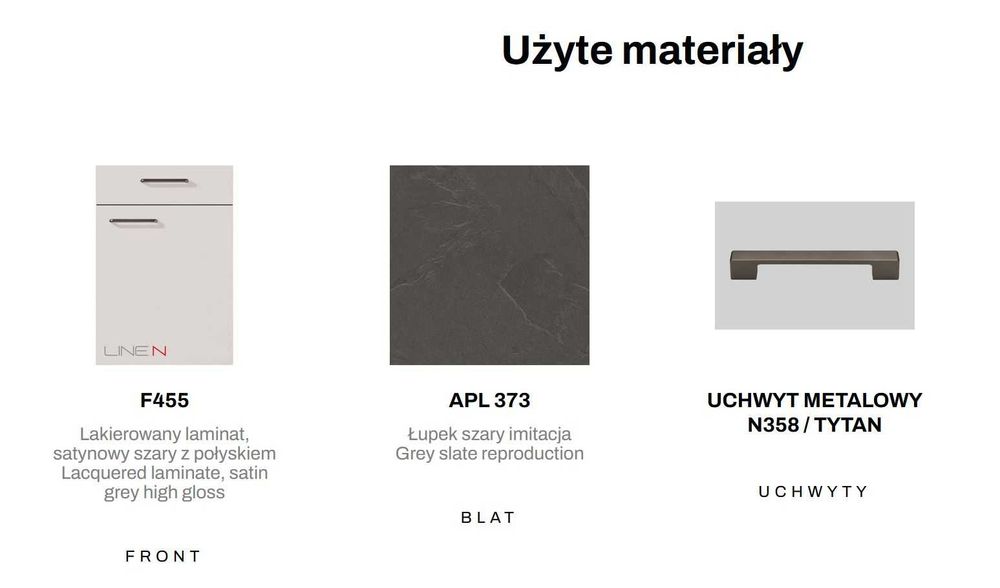 Kuchnie Verle MEBLE KUCHENNE lakierowane Flash szary łupek WYPRZEDAŻ