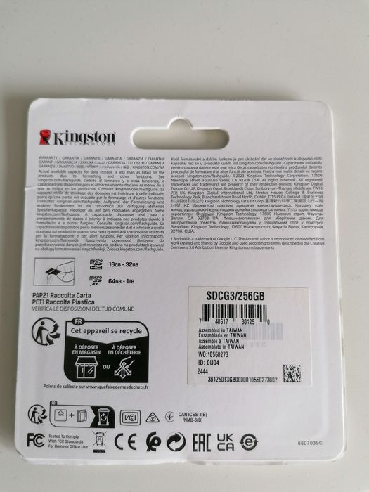 Cartão Micro SD 256Mb Canvas64584327670915121