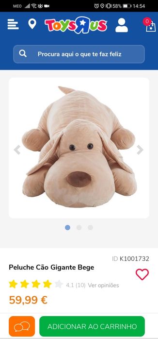 Peluche Cão Gigante da Toys'rus