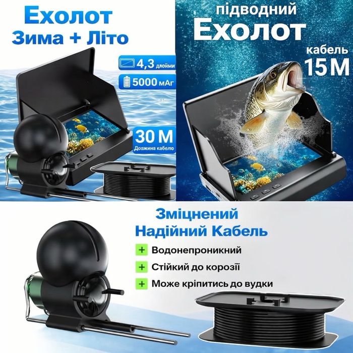 Підводний ехолот, камера для зимової та літньої рибалки