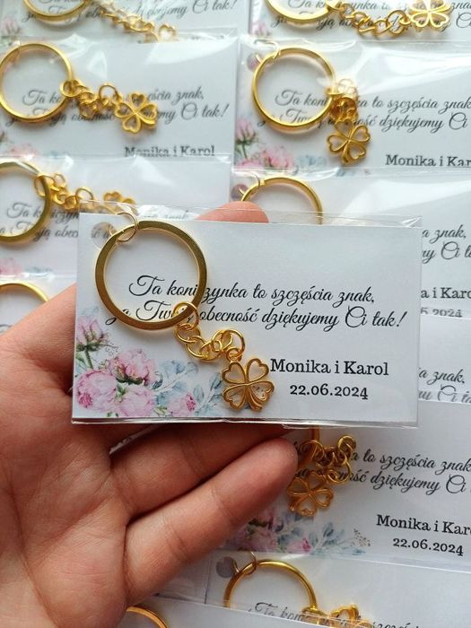 Podziękowanie dla gości breloczek koniczynka