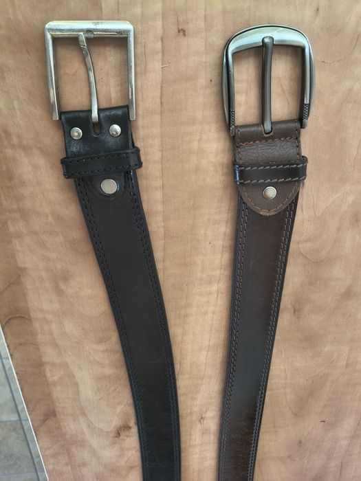 Długi pasek jeans 144cm szer.4cm polska skóra przeszyty
