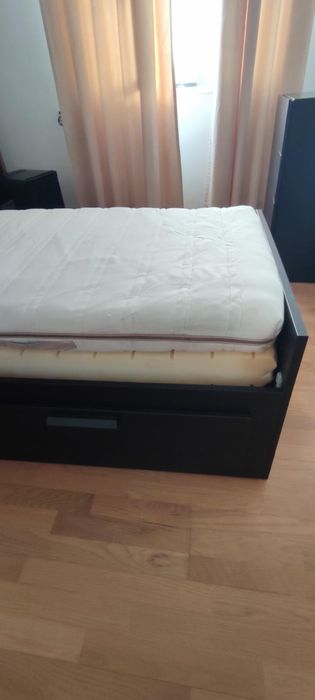 Cama indiv/dupla c/2 gav 2colchoes, branco BRIMNES