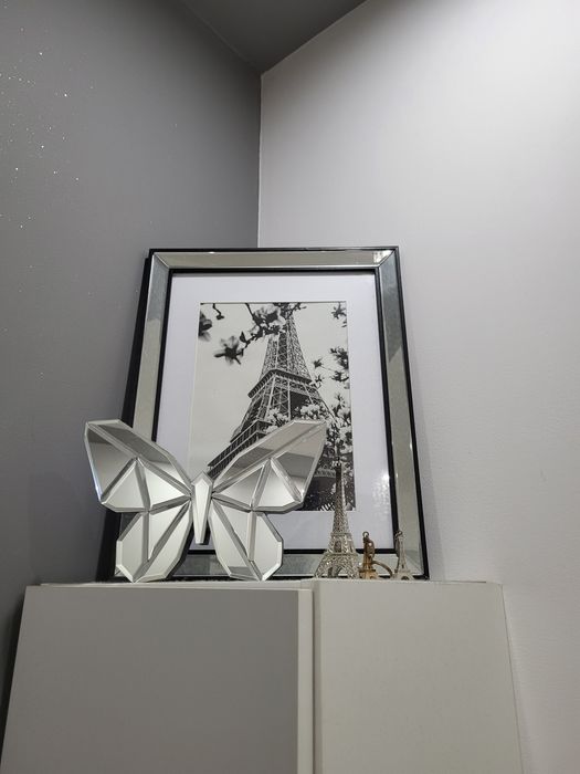 Glamour zestaw srebrny Home&You motylek lustrzane wazon chanel obraz