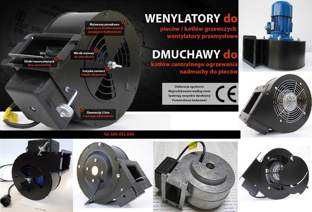 Wentylatory do pieców, kotłów i odciągów wentylacyjnych