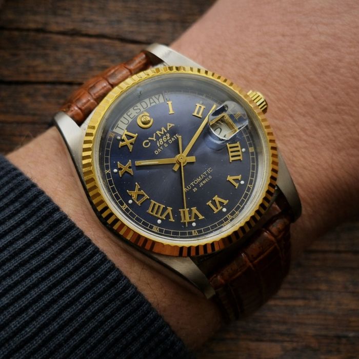 Zegarek Męski Cyma President Day Date  lata 1990 ! 36 mm styl rolex !