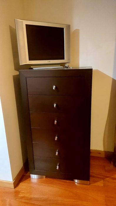 Mobília dMobília de Quarto Completa | Cama + Mesas Cabeceira + Cómoda + Espelho