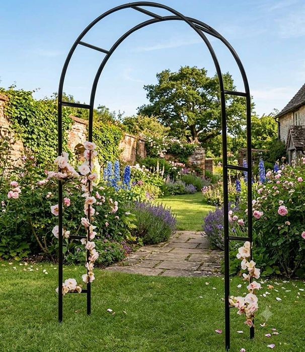 Pergola na róże kwiaty pnącza – Metalowy łuk ogrodowy 240x140