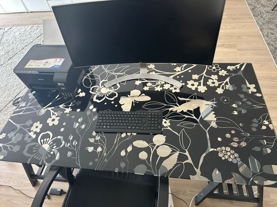 mesa de escritório Tampo de vidro