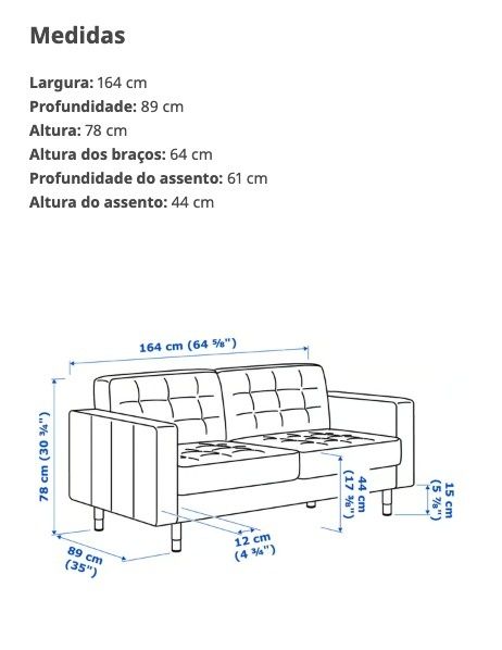 Sofá 2 lugares Landskrona Ikea