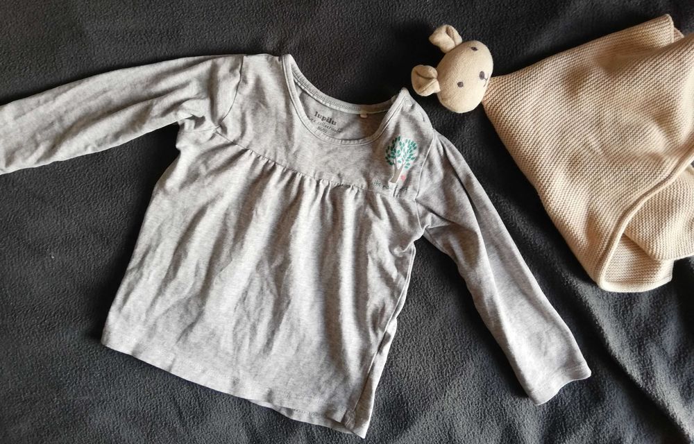 Lupilu Pure Collection szara bluzka drzewko bawełna 86/92 cm 12-24 m.
